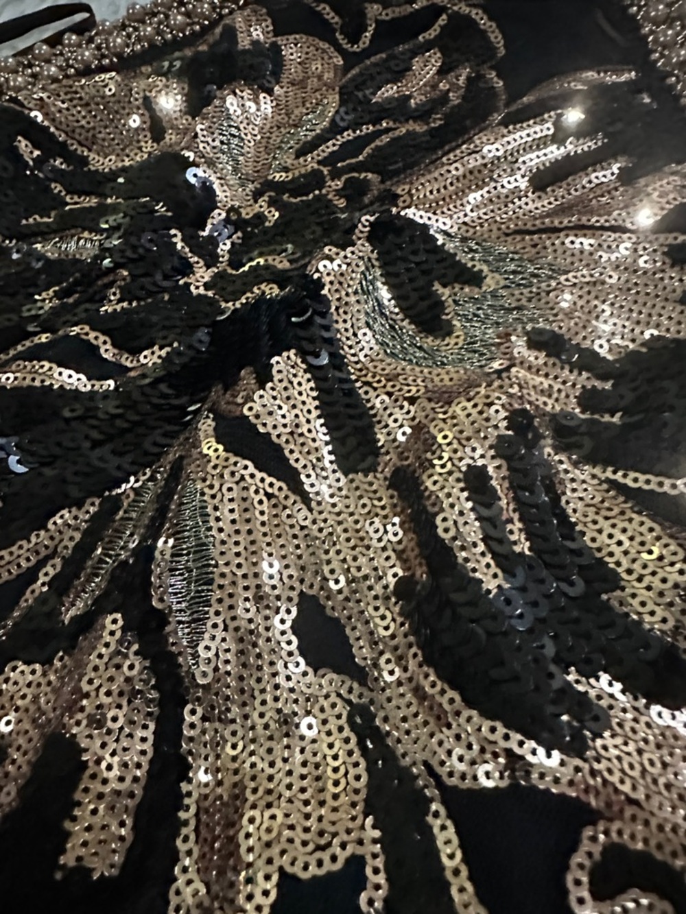 12th Tribe Black and Gold Embellished Halter Fringe Dress - Picture 5 of 10